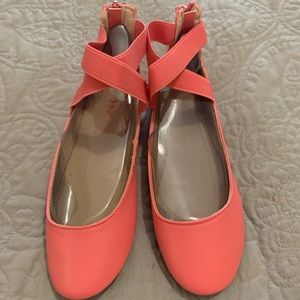 Strappy coral ballet flat